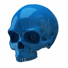 Blue Skull Isolated On White Background
