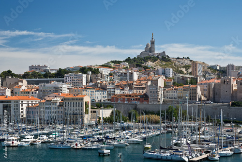 Tapeta ścienna na wymiar Marseille, le Vieux Port et Notre Dame de la Garde