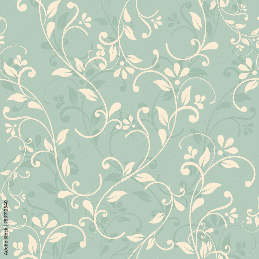 seamless floral pattern on green background. eps10 Stock Vector | Adobe ...