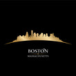 Boston Massachusetts city skyline silhouette black background