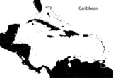 Fototapeta Mapy - Black Caribbean map