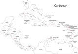 Fototapeta Mapy - Outline Caribbean map