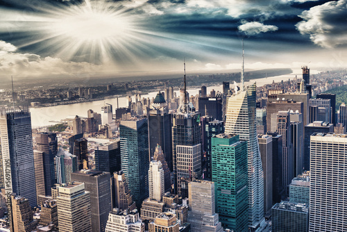 Obraz w ramie Aerial view of the skyline of manhattan