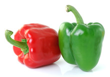 Red Green Pepper On White Background