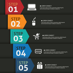 One two three four five- vector paper progress steps for tutoria