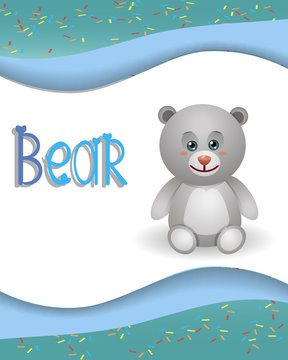 The bear on a white background in the animal alphabet letter 