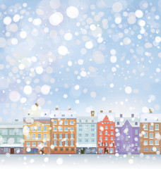 Wall Mural - vector of winter wonderland cityscape.