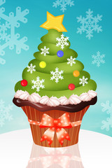 Sticker - Christmas cupcake