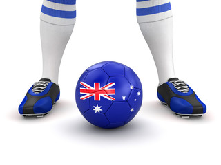 Poster - Man and soccer ball  with Australian flag
