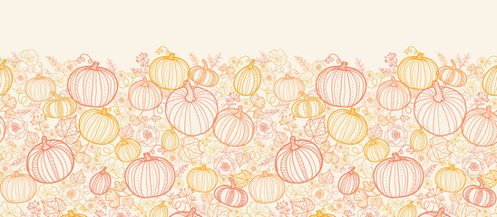 Wall Mural - Vector Thanksgiving line art pumkins vertical seamless pattern