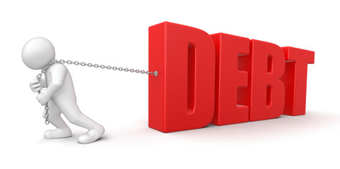 Poster - Man and debt (clipping path included)