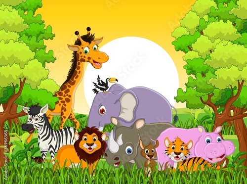 Obraz w ramie cute animal wildlife with forest background