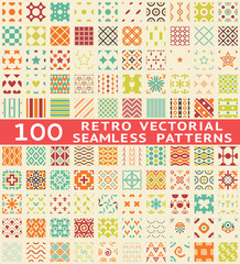 Wall Mural - retro different vector seamless patterns (with swatch).
