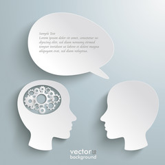 Sticker - two head speech bubble gears