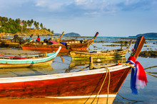 Fishing Boats On The Sea Shore In Thailand