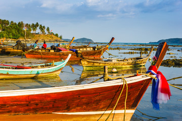 Fishing boats on the sea shore in Thailand