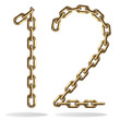 Golden one and two numbers, made with chains