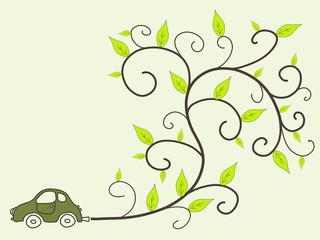 Wall Mural - Eco friendly car - vector illustration