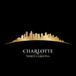 Charlotte North Carolina city skyline silhouette black backgroun
