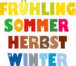 4 Jahreszeiten bunt- Frühling, Sommer, Herbst, Winter - Vektor