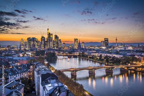 Foto-Banner aus PVC - Frankfurt, Germany Financial District Skyline (von SeanPavonePhoto)