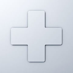 Poster - White plus sign on white background with shadow