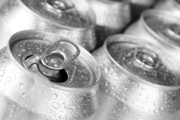 Canvas Print - Top of open wet beer can close up