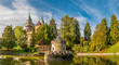 Panorama View at The Bojnice Castle with a Lake and Tower