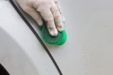 cleaning the car