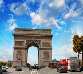 Sticker - Stunning sunset over Arc de Triomphe in Paris. Triumph Arc Landm