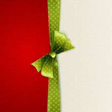 Holiday Background With Green Polka Dots Bow