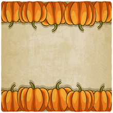Old Background With Pumpkins - Vector Illustration
