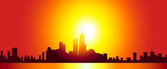 Wall Mural - Chicago Skyline- Vector