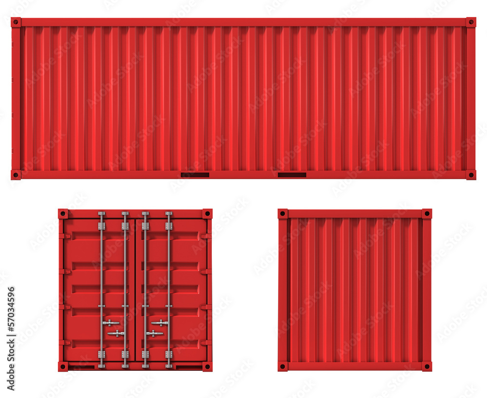cargo container front side and back view - obrazy, fototapety, plakaty 