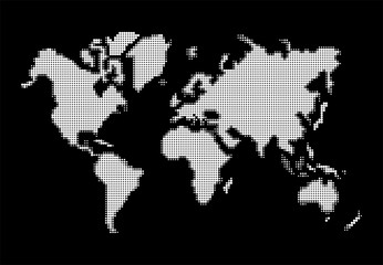 Poster - World map, white dots atlas composition EPS10 vector file.