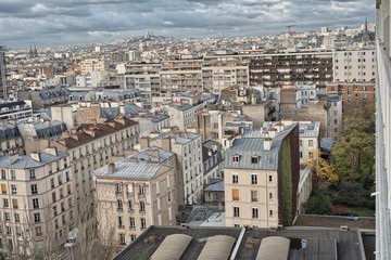 Wall Mural - Aerial view of Paris on a winter morning