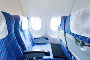 Empty aircraft seats and windows