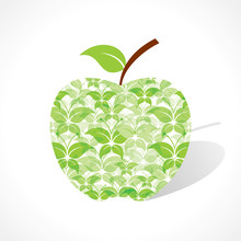 Green Butterfly Make A Apple Stock Vector