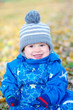 portrait of smiling funny baby boy in autumn