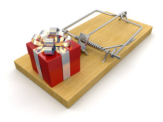 Poster - Mousetrap and gift (clipping path included)