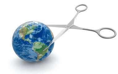 Poster - Scissors and Globe (clipping path included)