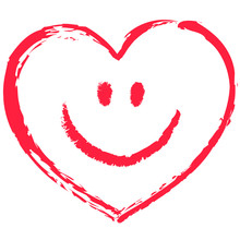 Ein Rotes, Locker Gezeichnetes Smiley-Herz, Vektor/freigestellt