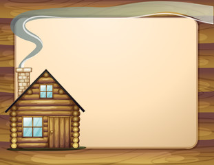 Wall Mural - An empty wooden template with a wooden house