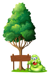 Sticker - A monster and a signboard under the tree