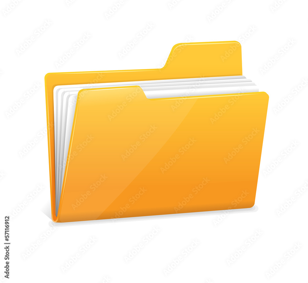 Yellow file folder with documents - obrazy, fototapety, plakaty 