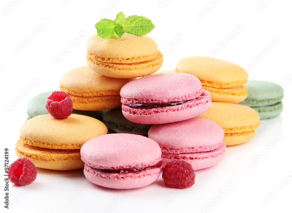Gentle macaroons isolated on white