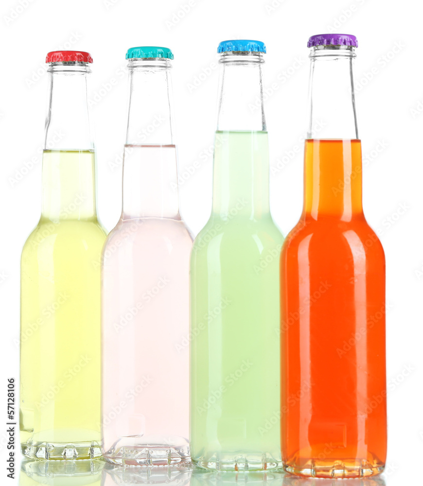 Drinks in glass bottles isolated on white