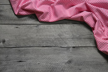 Fototapete - Wooden christmas or Country Style background red chequered