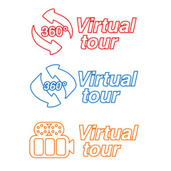 Fototapete - Vector symbols - signs for virtual tour
