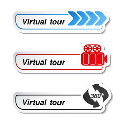 Fototapete - Vector labels - stickers for virtual tour